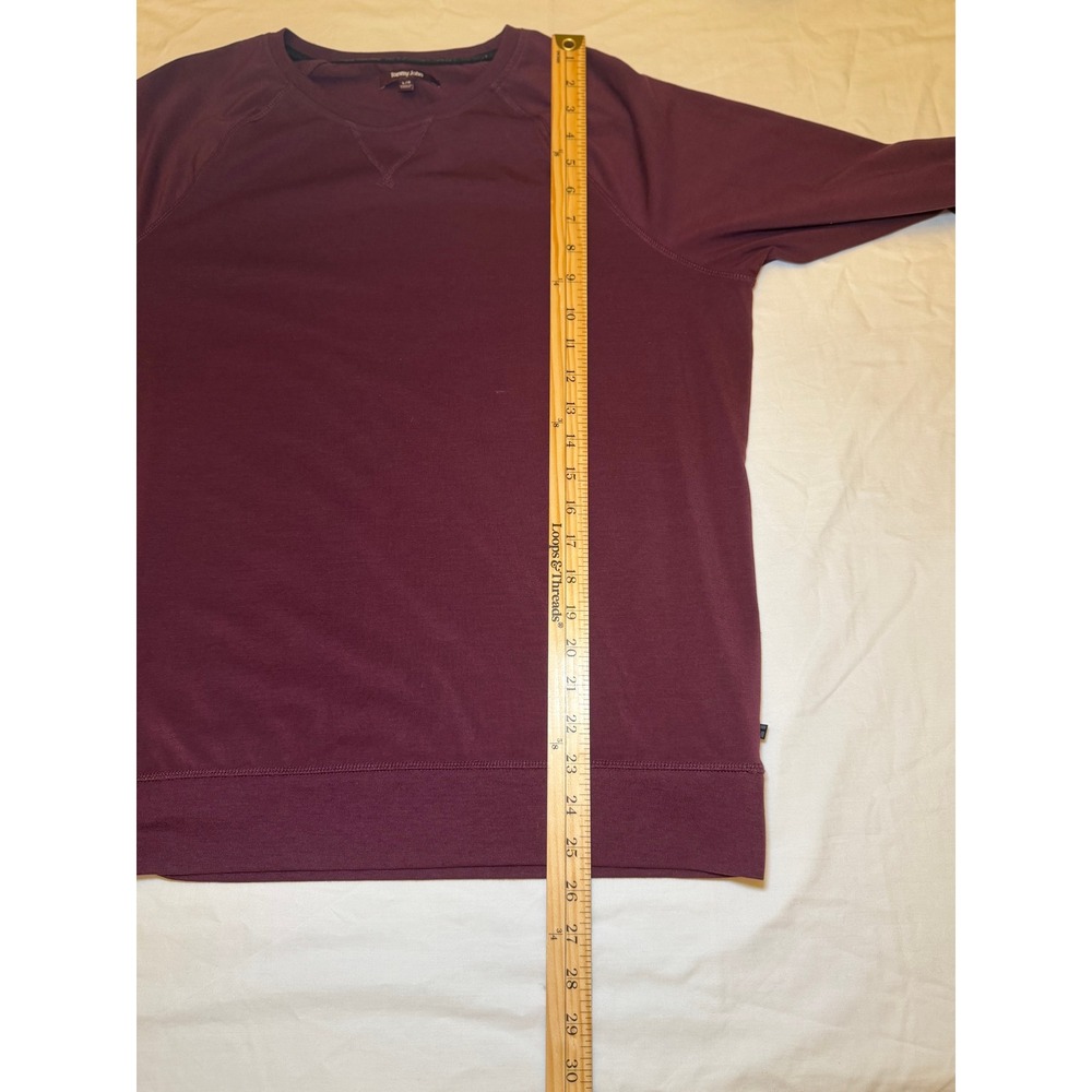 Tommy John Mens Burgundy Raglan Sleeve Crew Neck Lounge Sweatshirt Large - Picture 8 of 8